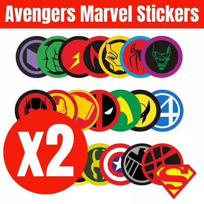 2 X Avengers Marvel Superheroes DC Comics Kids Art Self-Adhesive Vinyl Stickers • £3.08