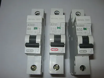 Mem Eaton Alb  B6 B10 B16 B20 B32 B40 B50 Single Pole 6ka Mcb Circuit Breakers • £1.95