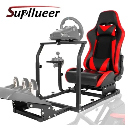 Supllueer Racing Simulator Cockpit Stand With Red Seat Fit Logitech G923 G920 • £249.99
