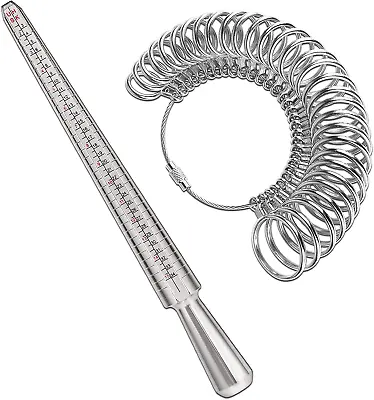 Metal Ring Sizer Guage Mandrel Finger Sizing Measure Stick Standard Jewelry Tool • $15.61