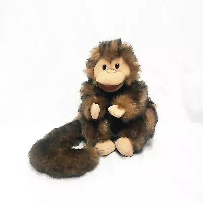 Monkey With Long Tail Hand Puppet Brown Plush 9  Folkmanis Stuffed Animal • $24.99