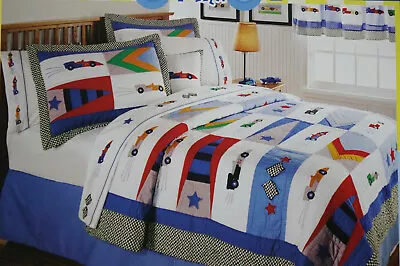 NEW Boys Kids Daytona Racecar Car Patchwork Quilt Sheet Set Sham 5 Pc Set TWIN • $109.99