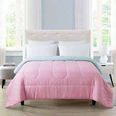 Reversible Microfiber Comforter Pink/Teal Full/Queen Adult Unisex • $25