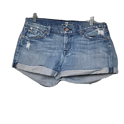 7 For All Mankind Roll Up Distress Jean Shorts Women’s Size 30 • $35