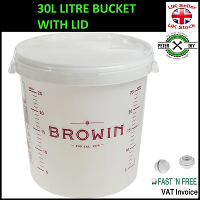 30L Litre FERMENTATION BUCKET CONTAINER Home Brew Beer Wine Making • £2.97