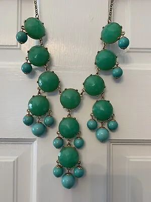 J CREW Bubble Mint Kelly Green Statement Necklace $125 • $39.50