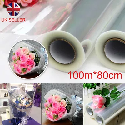 £10.49 • Buy 100m*80cm Clear Through Cellophane Wrap Gift Paper Wedding Birthday Hampers Wrap