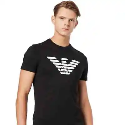 Short Sleeve Mens Emporio Armani Crew Neck Front V T Shirt For Summer • £15.45