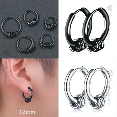 1 PAIR Exquisite Men/Women Punk Anti-allergic Stainless Steel Hoop Earrings • £3.99