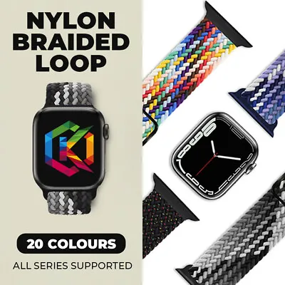 $6.95 • Buy Nylon Braided Solo Loop Strap Band Apple Watch Series 7 6 SE 5 4 3 2 38/40 42/44