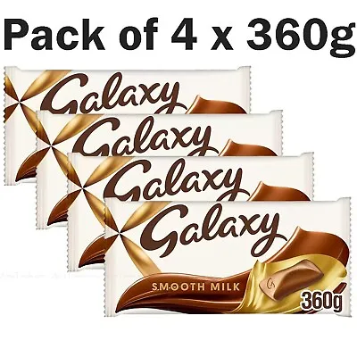 4 X Galaxy Smooth Milk Chocolate Gift Large Sharing Block Bar 360g Total 1.44kg • £17.49