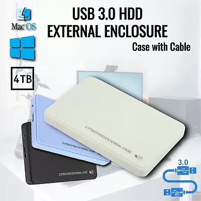 2.5  Hard Drive Enclosure SATA HDD/SSD Caddy Case To USB 3.0 PC Laptop DVR • £5.55