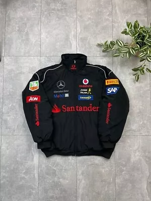 Vintage MERCEDES Racing Jacket Black & Red Embroidered Formula 1 Bomber Jacket • $160
