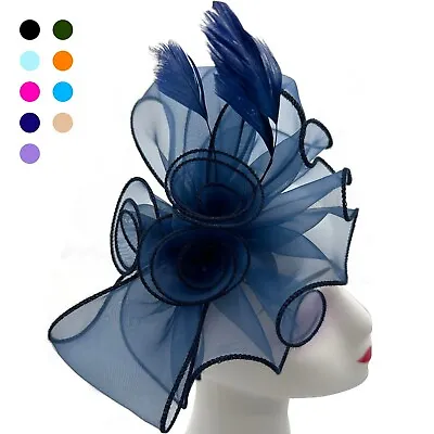 Flower Feather Hair Hat Fascinator Headband Clip Wedding Royal Ascot Formal Race • £9.99