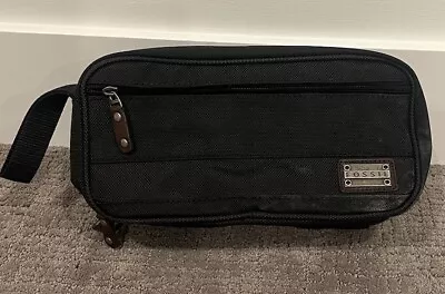 Fossil Travel Toiletries Bag Black Multi Compartment Full Zip Pouch Large   • $20