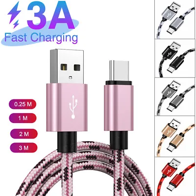 1M 2M 3M Heavy Duty Type C Fast Charger Braided Cable Quick Chargeing Cord Lead • $8.59