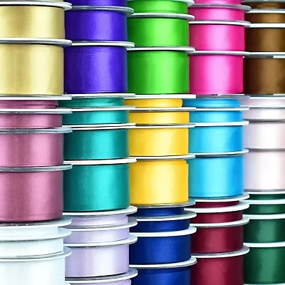 £1.74 • Buy 50+ COLOURS Beautiful Double Sided Satin Ribbon Plain 3mm - 35mm Wide Cut Per 1M
