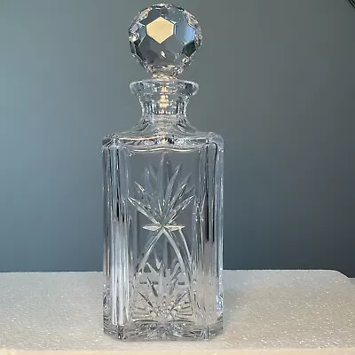 Vtg ATLANTIS Crystal Decanter Square With Faceted Round Stopper Whiskey • $30