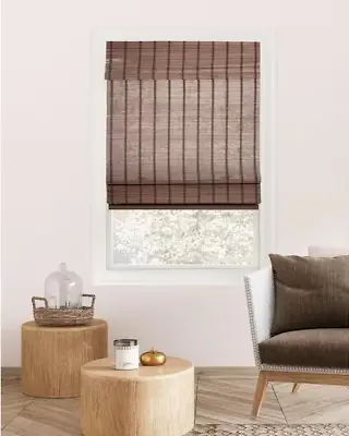 Brown Bear Cordless Natural Woven Bamboo Roman Shade 29 In. W X 64 In. L • $14.99