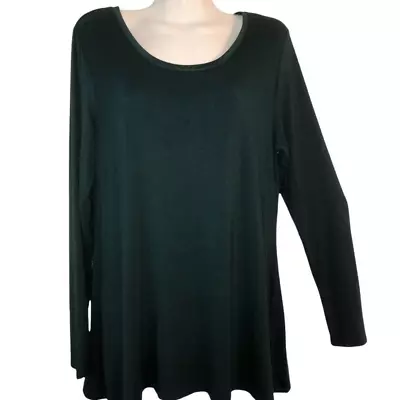 H By Halston Deep Green Tunic Side Slits Pullover Long Sleeve Size Small • $19.97