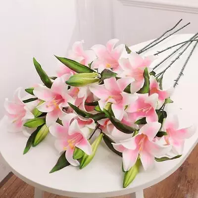 House Party Table Decorated Tomb Wedding False Flower Artificial Lily Bouquet • £4.99