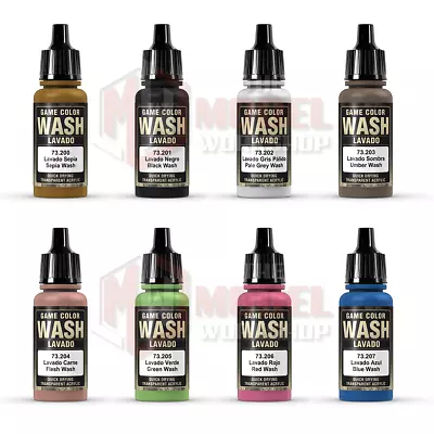 Vallejo Game Colour Wash Model Washes Paints Fantasy Airbrush Colours Spray 17ml • £3.86