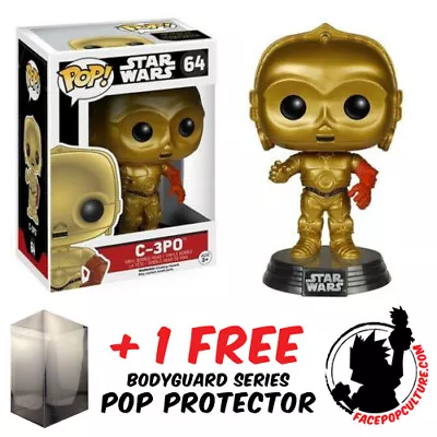 Funko Pop Star Wars C-3po Red Arm #64 Vinyl Figure + Free Pop Protector • $17.56