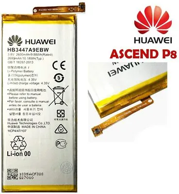 £7.99 • Buy Huawei Ascend P8 Battery Internal HB3447A9EBW 2680mAh Replacement UK Genuine New