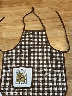 Vtg Bib Apron Quilted Brown Color With Mashrooms Sz S • $15