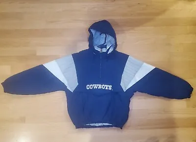 Vintage 90s Dallas Cowboys Pullover Puffer Coat Front Pouch Pocket Men’s L / XL • $100