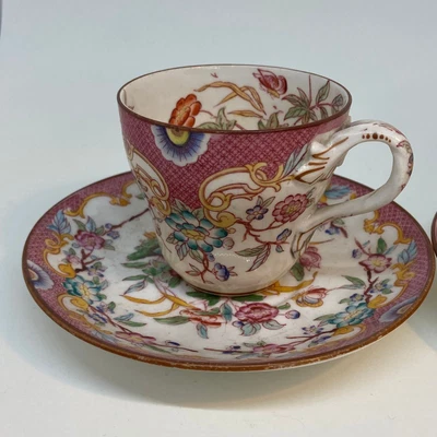 £159.99 • Buy 2 X Small Antique French SARRAGUEMINES Tea Cups (Pink)