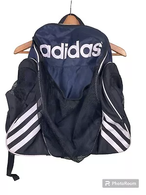 VTGAdidas Backpack 3 Stripe Navy  White BasketballSoccer Volleyball Lg Pockets • $38