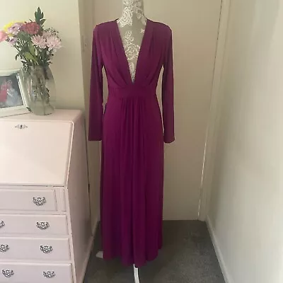 Jenerique Magenta Plunge Neck Maxi Dress - Size 12 . New & Tagged • £28