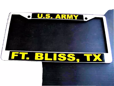 -U.S. ARMY-Ft. Bliss TX-License Plate Frame-Chromed Cast Metal-#811109 • $19.95