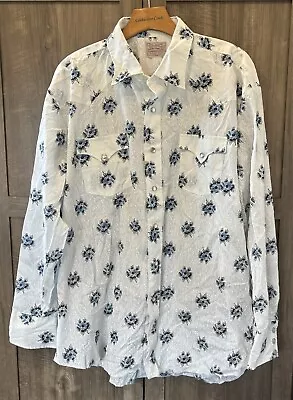 Vintage H Bar C Long Tail Pearl Snap Western Shirt Floral XXL • $49