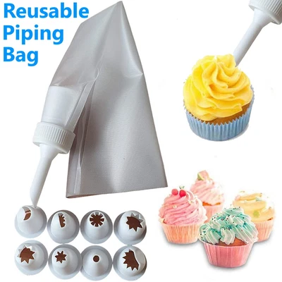 £3.19 • Buy Cake Decorating Icing Piping Bag Set Cupcake Baking Sugarcraft Nozzles Tools Kit