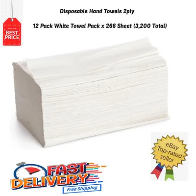 3200 Luxury Paper Hand Towels Absorbent Tissues Multi Fold Premium Quality 2 Ply • £22.96