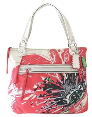 New NWT Coach Poppy Signature Coral Ivory Canvas Sequined Glam Tote Purse 19029 • $199.99