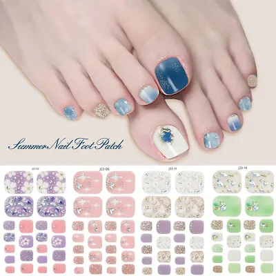 Nail Art Sparkle Glitter Toe Nail Wraps Full Cover Polish Foot Stickers Decor • $0.99