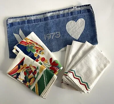2 1940s Mexican Theme Textile Tea Towels Runners - 4 Napkins - 1973 Towel (#335) • $79.95