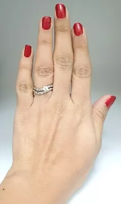 £395.14 • Buy 18ct White Gold Cubic Zircon Ladies Engagement Ring With Matching Wedding Band 