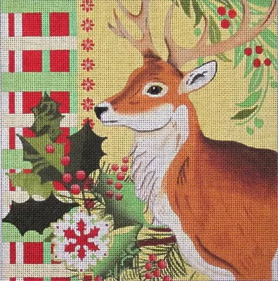 Needlepoint Handpainted Christmas Maggie Co Winter Reindeer 8x8 • $118.99