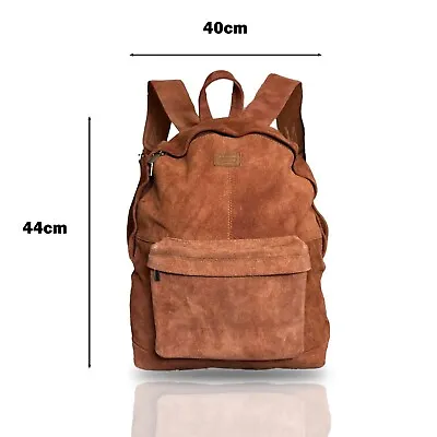 £35 • Buy  Genuine Cowhide Brown Suede Leather Men & Women Back Pack / School Bag Rucksack