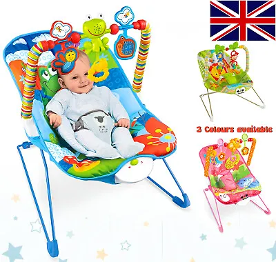 Baby Bouncer Rocker Swing Vibration Chair Soft Soothing Music Infant To Toddler • £26.99