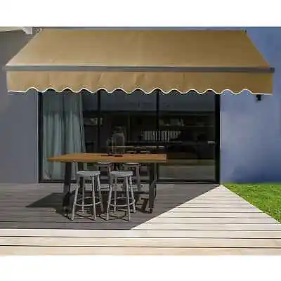 ALEKO Motorized Black Frame Retractable Home Patio Canopy Awning 12'x10' Sand • $422.10