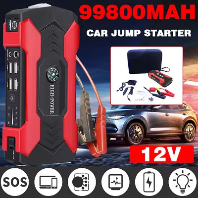 99800mAh Car Jump Starter Vehicle Booster 12V Power Bank Battery Kit Portable • $61.89