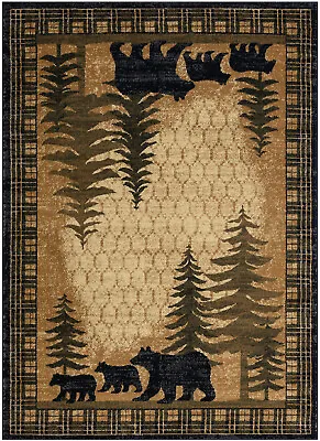 Lodge Cabin Rustic Pine Forest Bear Cubs Area Rug **FREE SHIPPING** • $59.50