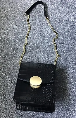 Warehouse Mock Croc Black Bag Unused • £12
