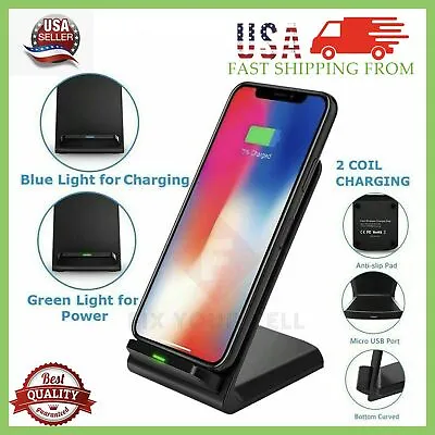 Wireless Phone Charger Fast Charging Stand Dock For Samsung IPhone Universal 10 • $7.87