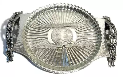 Rodney Kent Relish Handled Tray Glass Insert #443 Hand Wrought Aluminum Vintage • $18.69